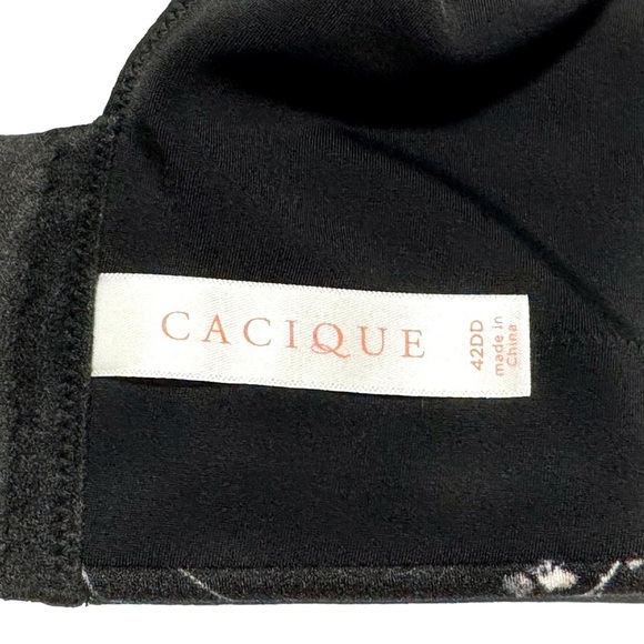 Cacique 42DD Black Floral Balconette Bra – Lightly Lined Backsmoother NWOT - Picture 4 of 10